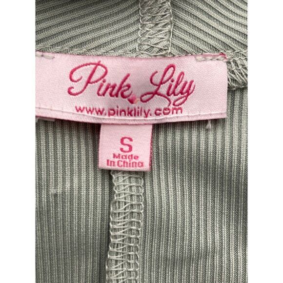 Pink Lily Green Ribbed Long Open Front Duster / Cardigan Size S - Picture 10 of 12